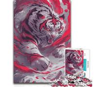 Puzzles for Teenagers 1000 Pieces White Tiger of The Storm Hands-on Game Difficult Challenge Secret Santa Gifts (size 38x52cm)