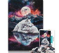 Puzzles for Teenagers 1000 Pieces White Wolf 1000 Pieces for Teenagers,Staycation Kill Time with Fully Interlocking Randomly Shaped Pieces 26x38cm