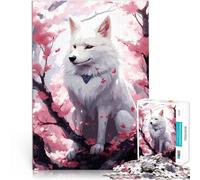 puzzles for teenagers 1000 pieces wolf cherry blossom Stress Reliever Difficult Challenge Suitable for desktop decoration 26x38cm