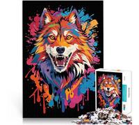 puzzles for teenagers 1000 pieces Wolf Head Graffiti Style Intellektuelles Spiel Geburtstagsgeschenk, Geschenke, Wandkunst38x26cm