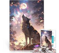 puzzles for teenagers 1000 pieces Wolf Howling at the Moon Herausfordernd Schwierig Verbessern Sie das Gedächtnis52x38cm