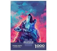 Puzzles for Teenagers 1000 Pieces Wolf Howling at The Moon Wall Art Print-1 Jigsaw Puzzle Brain Teaser Game A Work of Art Unique Birthday And Xmas Gifts 70x50cm/1000pcs