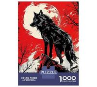 Puzzles for Teenagers 1000 Pieces Wolf Under Moon Puzzles for Adults Relaxing Games But Fun And Humorous Fun Activities at Home 52x38cm/1000pcs