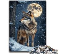 Puzzles for Teenagers 1000 Pieces Wolf Under The Moon Relax Games Educational Game for Birthday, Chrismas for And Age 14 Years Up 50x75cm