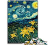 Puzzles for Teenagers 1000 Pieces Yellow Lilies in The Night Sky Challenging Family Activity Games DIY Toy for Home Wall Decor Gifts 50x75cm