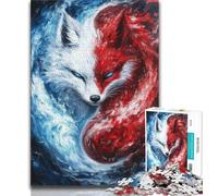 Puzzles for Teenagers 1000 Pieces Yin Yang Fox 1000 Pieces for Adults,Stress Reliever Staycation Kill Time Enhance Love between Couples (size 38x26cm)