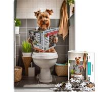 Puzzles for Teenagers 1000 Pieces Yorkshire Terrier on Toilet,Educational Family Game Wall Decoration Unique Birthday And Xmas Gifts (75x50cm)