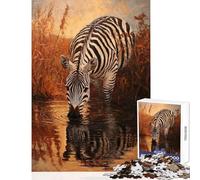 Puzzles for Teenagers 1000 Pieces Zebra Drinking at Sunset Family Game Tough Challenge Home Decoration Toys Parent-child Interaction (38x52cm)