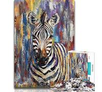 Puzzles for Teenagers 1000 Pieces Zebra Oil Painting Teenager Jigsaw,Educational Games Home Decoration Suitable for Desktop Decoration (size 75x50cm)