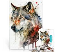 Puzzles for teenagers 2000 Piece Wolf Portrait Watercolor Schwierig Schwer eignet sich ideal als Geschenk für die ganze Familie70x100cm