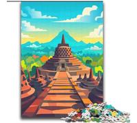 Puzzles for Teenagers 2000 Pieces Borobudur Temple Poster, Decompressing Intellectual Educational Toy Birthday Present, Gifts 70x100cm