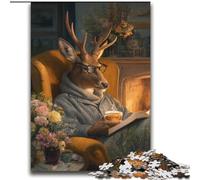 Puzzles for Teenagers 2000 Pieces Deer Reading Brain Intelligence Challenge Addictive Toys Funny Gift for Ages 14+ 70x100cm