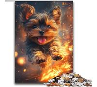 Puzzles for Teenagers 2000 Pieces Flame Yorkshire Terrier Brain Intelligence Challenge Addictive Toys Funny Gift for Ages 14+ 70x100cm