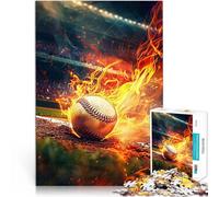 puzzles for teenagers 2000 pieces Flaming Baseball Dekomprimierendes intellektuelles Lernspielzeug Geburtstagsgeschenk70x100cm
