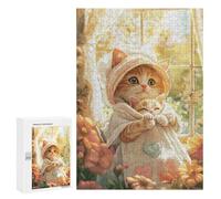 Puzzles for Teenagers 300 PCS Adorable Kitten Window View Puzzles for Teenagers Difficult Challenge Train Your Brain And Hands Brainteaser Family Games 300 PCS