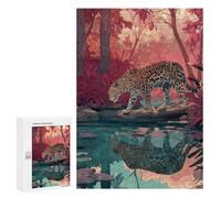 Puzzles for Teenagers 300 PCS Amazon Rainforest Jaguar Reflection Puzzle For Teenagers Analysis And Logic Difficult And Challenge Great Gift for Gaming 300 PCS