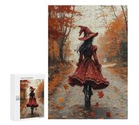 Puzzles for Teenagers 300 PCS Autumn Witch Walk Puzzle For Teenagers Staycation Kill Time for Birthday, Chrismas Family Fun & Game Night 300 PCS