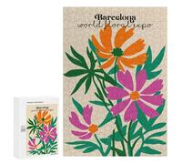 Puzzles for Teenagers 300 PCS Barcelona Floral Expo Poster Jigsaws for Adults Puzzle Pattern Assembly Challenging To Complete Family Fun & Game Night 300 PCS