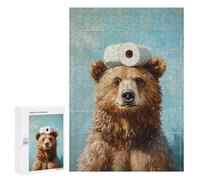 Puzzles for Teenagers 300 PCS Bear with Toilet Paper Roll on Head Puzzle For Teenagers Staycation Kill Time for Birthday, Chrismas Family Fun & Game Night 300 PCS