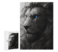 Puzzles for Teenagers 300 PCS Black Lion with Blue Eyes Puzzles for Teenagers Difficult Challenge Train Your Brain And Hands Brainteaser Family Games 300 PCS