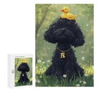 Puzzles for Teenagers 300 PCS Black Poodle with Yellow Duck Jigsaw for Teenagers Enhance Memory Challenging To Complete Challenging Game Toys 300 PCS
