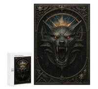 Puzzles for Teenagers 300 PCS Black Wolf Head - Gothic Metal Fantasy Poster Jigsaws for Adults Puzzle Pattern Assembly Challenging To Complete Family Fun & Game Night 300 PCS