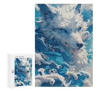 Puzzles for Teenagers 300 PCS Blue-Eyed Arctic Wolf Puzzle For Teenagers Analysis And Logic Difficult And Challenge Great Gift for Gaming 300 PCS