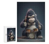 Puzzles for Teenagers 300 PCS Cartoon Gorilla Playing Drums Jigsaws for Adults Puzzle Pattern Assembly Challenging To Complete Family Fun & Game Night 300 PCS