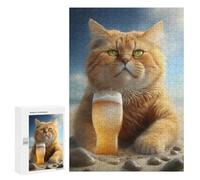 Puzzles for Teenagers 300 PCS Cat Drinking Beer Jigsaws for Adults Puzzle Pattern Assembly Challenging To Complete Family Fun & Game Night 300 PCS