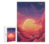 Puzzles for Teenagers 300 PCS Cloudy Sunset Sky Puzzle For Teenagers Analysis And Logic Difficult And Challenge Great Gift for Gaming 300 PCS