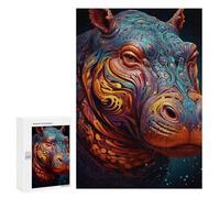 Puzzles for Teenagers 300 PCS Colorful Hippo Illustration Puzzles for Teenagers Difficult Challenge Train Your Brain And Hands Brainteaser Family Games 300 PCS