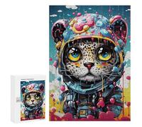 Puzzles for Teenagers 300 PCS Colorful Leopard Astronaut Artwork Jigsaw for Teenagers Enhance Memory Challenging To Complete Challenging Game Toys 300 PCS
