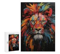 Puzzles for Teenagers 300 PCS Colorful Lion Art Print Puzzle For Teenagers Analysis And Logic Difficult And Challenge Great Gift for Gaming 300 PCS