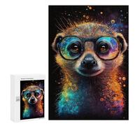 Puzzles for Teenagers 300 PCS Colorful Meerkat Sunglasses Art Jigsaws for Adults Puzzle Pattern Assembly Challenging To Complete Family Fun & Game Night 300 PCS