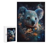 Puzzles for Teenagers 300 PCS Cosmic Koala with Flowers-5 Jigsaws for Adults Puzzle Pattern Assembly Challenging To Complete Family Fun & Game Night 300 PCS