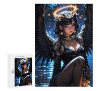 Puzzles for Teenagers 300 PCS Dark Angel with Halo Jigsaws for Adults Puzzle Pattern Assembly Challenging To Complete Family Fun & Game Night 300 PCS