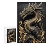 Puzzles for Teenagers 300 PCS Dragon God Art Deco Jigsaws for Adults Puzzle Pattern Assembly Challenging To Complete Family Fun & Game Night 300 PCS