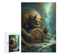 Puzzles for Teenagers 300 PCS Fantasy Troll Holding Key Jigsaws for Adults Puzzle Pattern Assembly Challenging To Complete Family Fun & Game Night 300 PCS