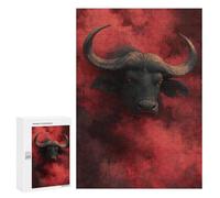 Puzzles for Teenagers 300 PCS Fiery Bull Red Smoke Artwork Puzzle For Teenagers Analysis And Logic Difficult And Challenge Great Gift for Gaming 300 PCS