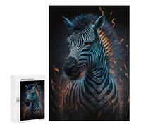 Puzzles for Teenagers 300 PCS Flaming Zebra Art Print -5 Jigsaws for Adults Puzzle Pattern Assembly Challenging To Complete Family Fun & Game Night 300 PCS