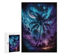 Puzzles for Teenagers 300 PCS Galactic Palm Beach Jigsaws for Adults Puzzle Pattern Assembly Challenging To Complete Family Fun & Game Night 300 PCS