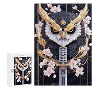Puzzles for Teenagers 300 PCS Golden Owl with Katana Animal Jigsaws for Adults Puzzle Pattern Assembly Challenging To Complete Family Fun & Game Night 300 PCS