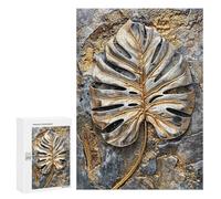 Puzzles for Teenagers 300 PCS Metallic Monstera Leaf Jigsaws for Adults Puzzle Pattern Assembly Challenging To Complete Family Fun & Game Night 300 PCS
