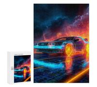 Puzzles for Teenagers 300 PCS Neon FutureCar Puzzle For Teenagers Analysis And Logic Difficult And Challenge Great Gift for Gaming 300 PCS