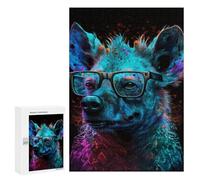 Puzzles for Teenagers 300 PCS Neon Hyena with Glasses Jigsaws for Adults Puzzle Pattern Assembly Challenging To Complete Family Fun & Game Night 300 PCS