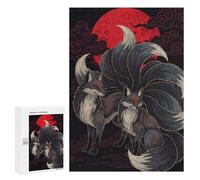 Puzzles for Teenagers 300 PCS Nine-tailed Foxes Red Moon Jigsaws for Adults Puzzle Pattern Assembly Challenging To Complete Family Fun & Game Night 300 PCS