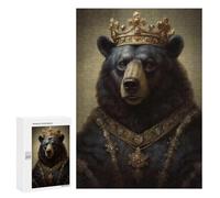 Puzzles for Teenagers 300 PCS Royal Bear Portrait Artwork Puzzles for Teenagers Difficult Challenge Train Your Brain And Hands Brainteaser Family Games 300 PCS