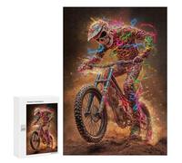 Puzzles for Teenagers 300 PCS Skeleton Motocross Rider Jigsaws for Adults Puzzle Pattern Assembly Challenging To Complete Family Fun & Game Night 300 PCS