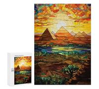 Puzzles for Teenagers 300 PCS Stained Glass Pyramid Sunset-1 Puzzles for Teenagers Difficult Challenge Train Your Brain And Hands Brainteaser Family Games 300 PCS