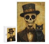 Puzzles for Teenagers 300 PCS Steampunk Skeleton with Cat Puzzle For Teenagers Staycation Kill Time for Birthday, Chrismas Family Fun & Game Night 300 PCS
